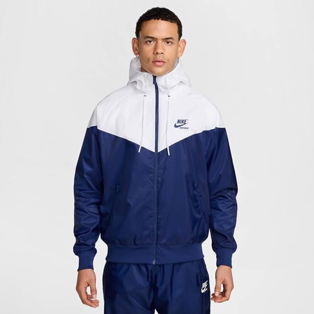 Nike Windrunner Woven Lined Men's Jacket Large NWT Blue/White